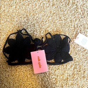 Cult Gaia crochet black bikini sold as a set.